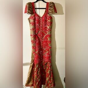 Elegant Red and Gold African Dress